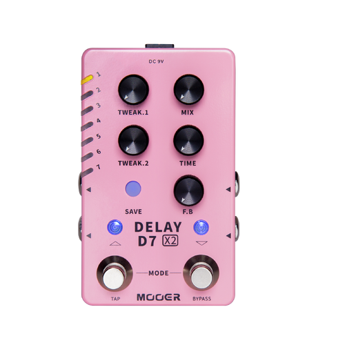 Mooer D7 X2 Dual Footswitch Stereo Delay Guitar Effects Pedal with 14 Delay Effects