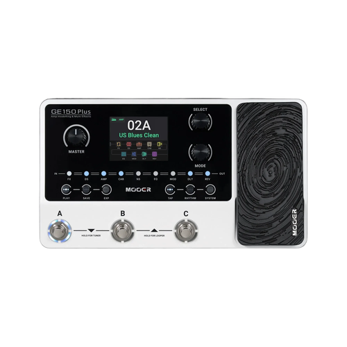 Mooer GE-150 Plus Multi-Effects Processor with Expression Pedal, Looper, Drum Machine, 198 Presets, USB Type-C, AUX IN, White