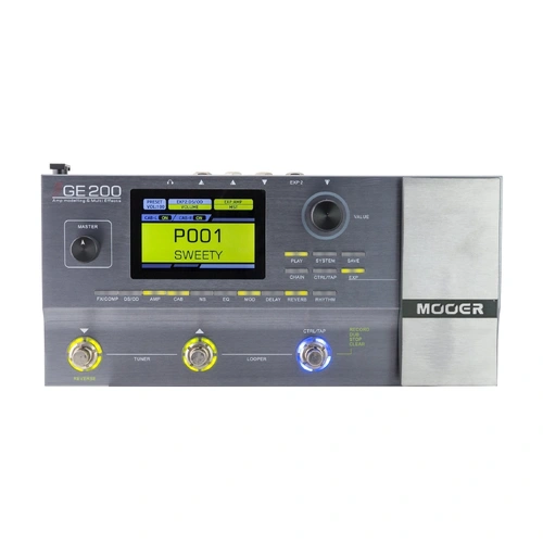 Mooer GE-200 Amp Modelling Multi-Effects Processor with 55 Amp Models, 70 Effects, Looper, Drum Machine, and USB Connectivity