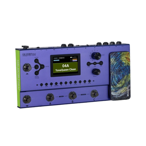 Mooer GE-200 Pro Li Rechargeable Guitar Multi-Effects Processor with 286 Effects, 3.5" LCD, Bluetooth, and Built-in Looper