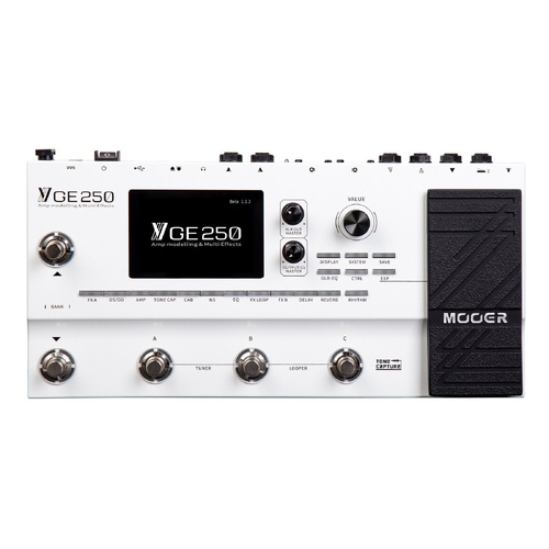 Mooer GE-250 Amp Modelling Multi-Effects Processor with 70 Amp Models, 180 Effects, Looper, MIDI, USB Audio Interface, and Customizable Presets