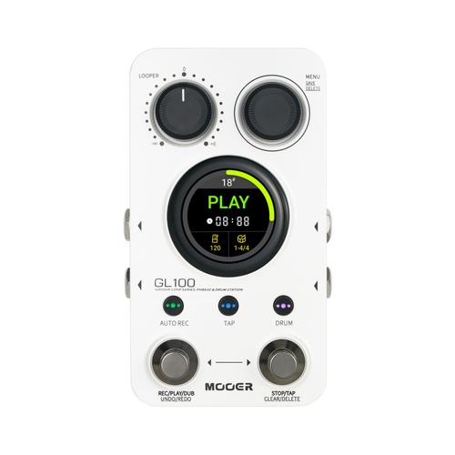 Mooer GL100 Groove Loop and Drum Station Pedal with Stereo Looper, Drum Machine, 300 Minutes Recording, Touchscreen and Multi-function Footswitches