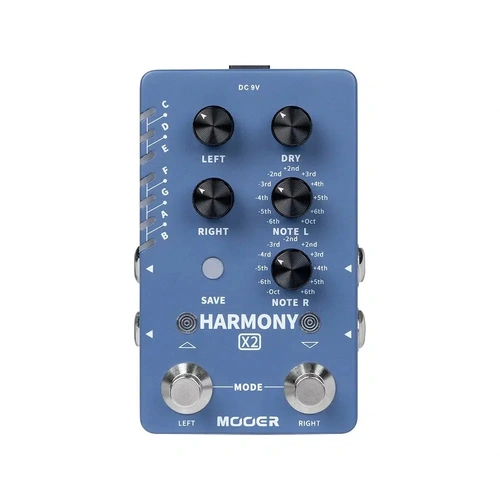 Mooer Harmony X2 Pitch-Shifting Effects Pedal with Stereo Harmonies, Preset Save Function, and Dual Footswitches