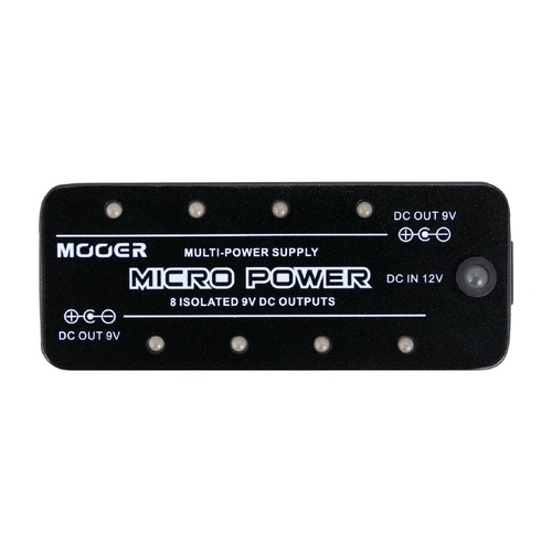 Mooer Micro Power 8-Port Effects Pedal Power Supply, 9V DC, 300mA Outputs, Short Circuit Protection, Compact Design