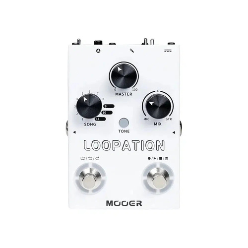 Mooer Loopation Loop Pedal with 11 Save Slots, Built-in Reverb, XLR & 1/4" Inputs, Dual Functionality Footswitches, and Phantom Power