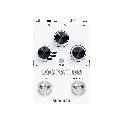 Mooer Loopation Looper Pedal with 11 Save Slots, Built-in Reverb, Dual Inputs, Multi-Functional Footswitches, and 48V Phantom Power