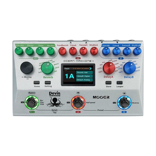 Mooer Ocean Machine II Delay Reverb & Looper Effects Processor with MIDI, USB-C, 120s Looper, 9 Delay & Reverb Types, Full Stereo I/O