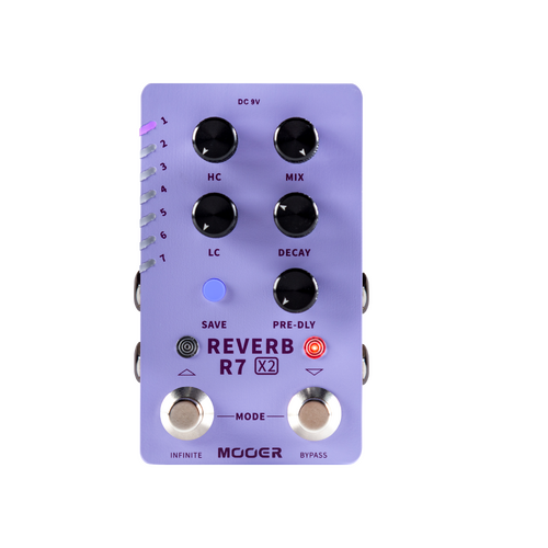 Mooer R7 X2 Dual Footswitch Stereo Reverb Guitar Effects Pedal