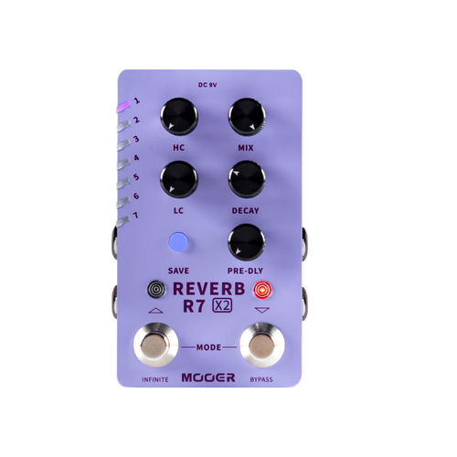 Mooer R7 X2 Dual Footswitch Stereo Reverb Guitar Effects Pedal with 14 Reverb Types and Preset Function