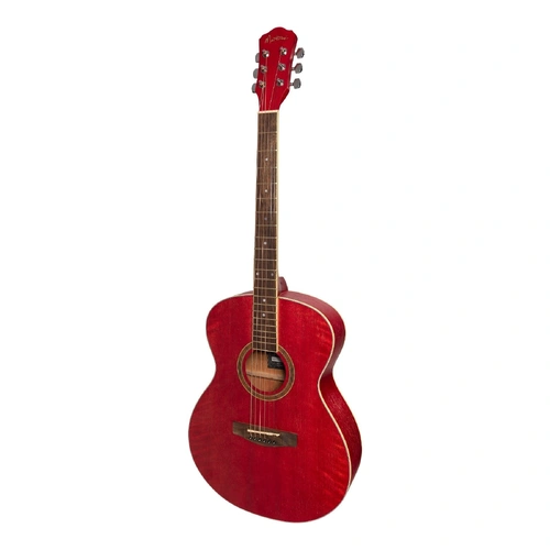 Martinez MF-41-PNK Folk Size Acoustic Guitar in Strawberry Pink, Small Body, 6 Strings, Mahogany Neck, Rosewood Fingerboard