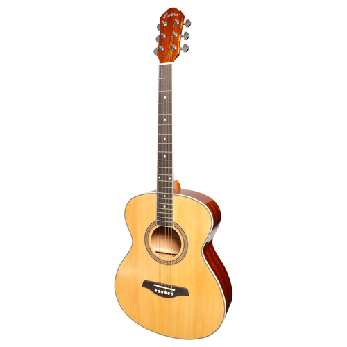 Martinez '41 Series' Left Handed Folk Size Acoustic-Electric Guitar Natural Gloss