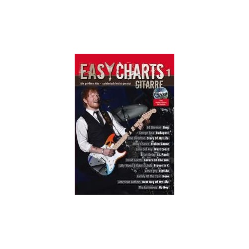 Easy Charts Gitarre BK/CD by Jan Jakut - 76 Pages, Guitar Songbook with CD for Beginners