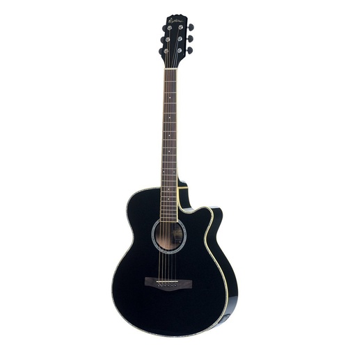 Martinez 'Anniversary Series' Solid Top Acoustic-Electric Small Body Cutaway Guitar (Black)