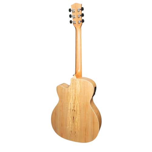 Martinez MFC-31SM-NST Spalted Maple Small Body Acoustic-Electric Cutaway Guitar Natural Satin