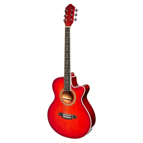 Martinez MFC-41 '41 Series' Folk Size Cutaway Acoustic-Electric Guitar, Purple Sunburst, Right-Handed, Includes Built-in Tuner & Preamp