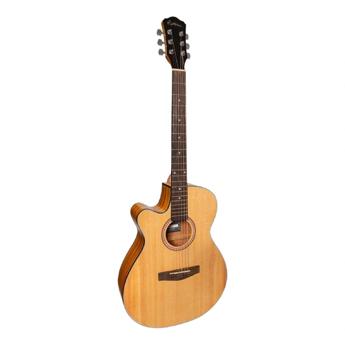 Martinez MFC-41L '41 Series' Left Handed Folk Size Cutaway Acoustic-Electric Guitar Natural Spruce/Koa