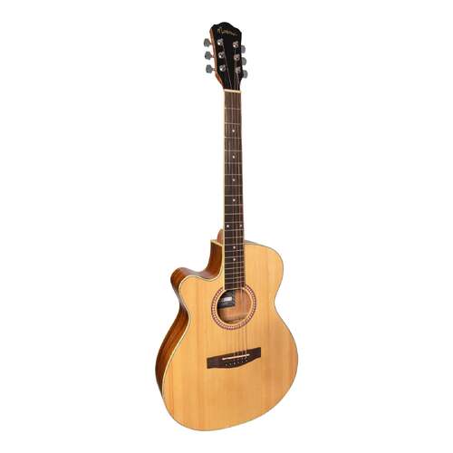 Martinez MFC-41L-SR Left Handed Folk Size Cutaway Acoustic-Electric Guitar Natural