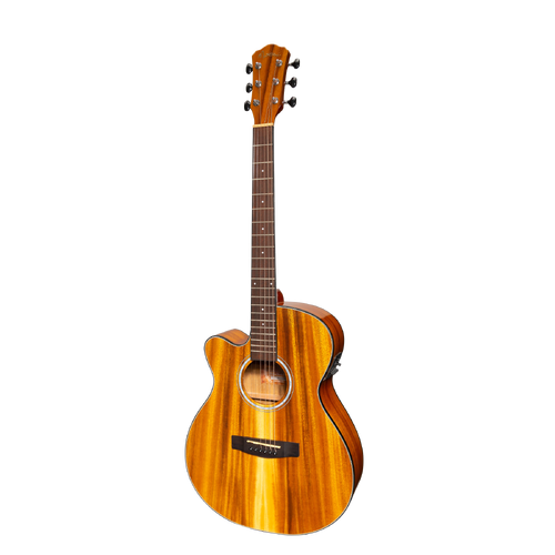 Martinez '51 Series' Left Handed Folk Cutaway Acoustic-Electric Guitar Koa Gloss MFC-51GL-KOA
