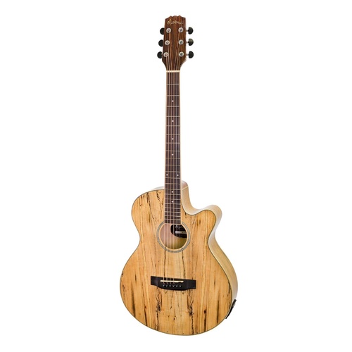 Martinez 'Mosaic' Small Body Cutaway Acoustic-Electric Guitar (Natural Gloss)