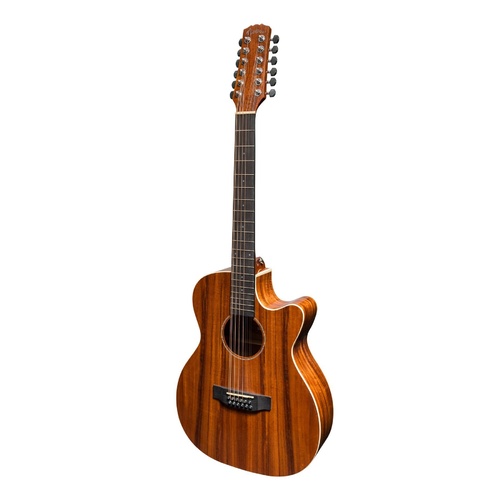 Martinez 'Southern Star' Series 12 String Koa Solid Top Acoustic-Electric Small Body Cutaway Guitar (Natural Gloss)