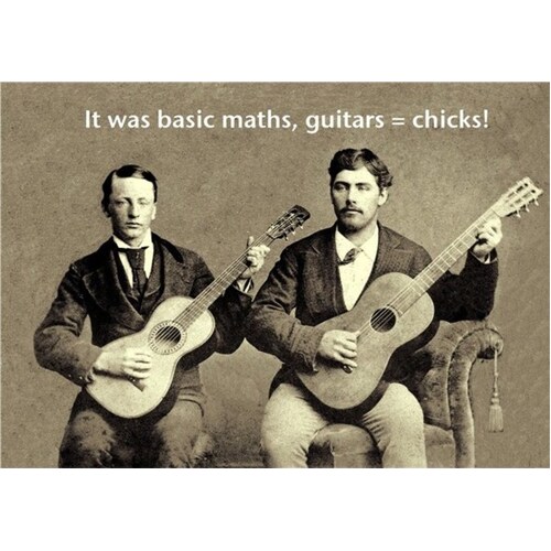 Greeting Card Basic Maths Guitars = Chicks (Card Only) 
