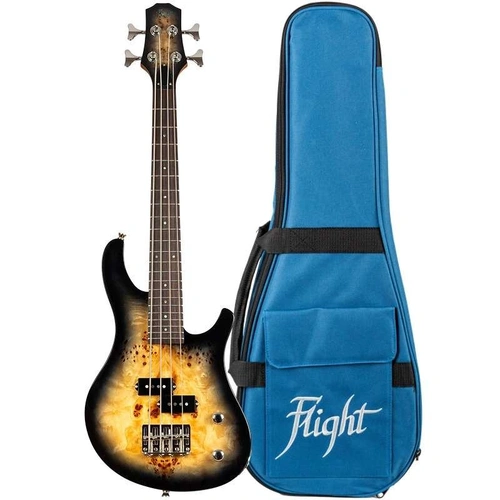 Flight Mini Bass Ukulele Solid Body Transparent Brown Electric