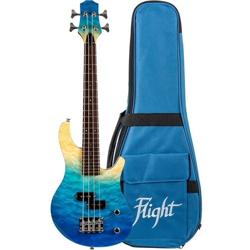 Flight Mini Bass Electric Ukulele Solid Body Transparent Blue