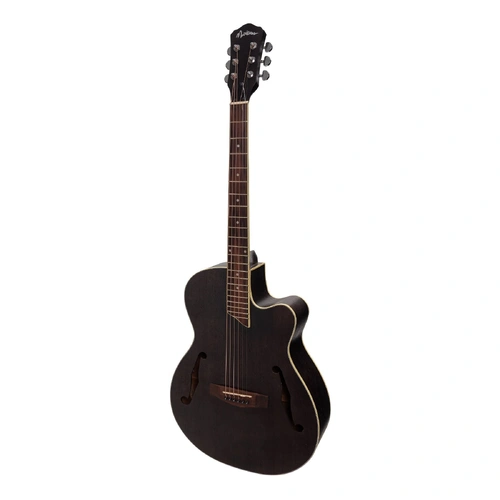 Martinez MJH-3C-BLK Jazz Hybrid Acoustic Small Body Cutaway Guitar Black