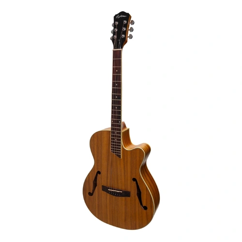 Martinez MJH-3C-KOA Jazz Hybrid Acoustic Small Body Cutaway Guitar - Koa Natural Finish