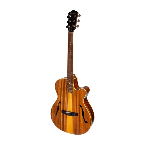 Martinez MJH-3CG-KOA Jazz Hybrid Acoustic-Electric Small Body Guitar Natural Gloss Koa