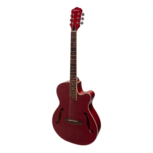Martinez MJH-3CP-RED Jazz Hybrid Acoustic-Electric Small Body Guitar
