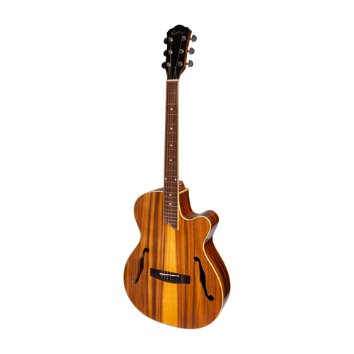 Martinez MJH-3CPG-KOA Jazz Hybrid Acoustic-Electric Small Body Guitar - Natural Gloss