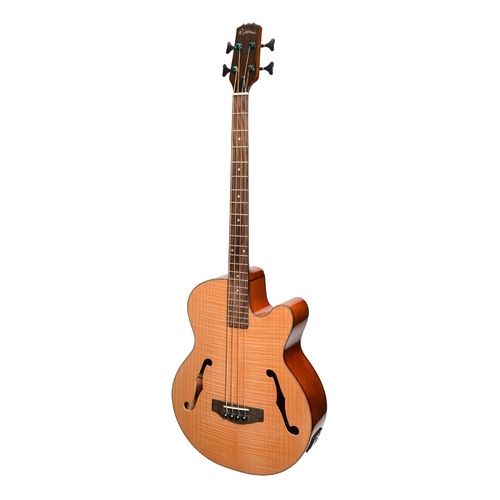 Martinez Jazz Hybrid Flamed Acoustic-Electric Bass Guitar (Natural Gloss)