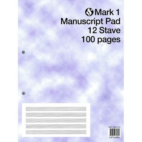 Mark 1 Manuscript Pad 12 Stave 100 Pages