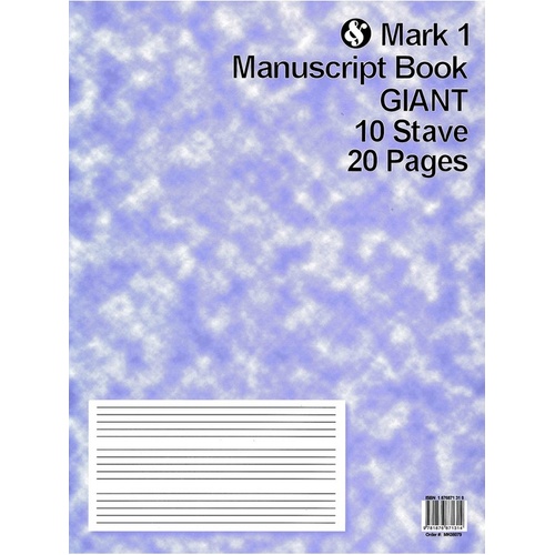 Mark 1 Manuscript Book Giant 10 Stave 20 Pages
