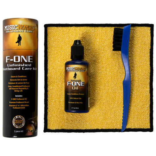 Music Nomad F-ONE Unfinished Fretboard Care Kit with Oil, Microfiber Cloth & Brush