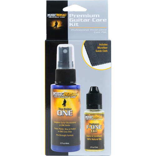 Music Nomad Premium Guitar Care Kit - 3 Piece Set with Cleaner, Fretboard Oil, and Microfiber Cloth
