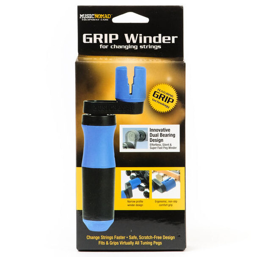 Music Nomad Grip Winder with Rubber Lining and Dual Bearings for Guitar, Bass, Ukulele, Mandolin, Banjo, and Orchestral Strings