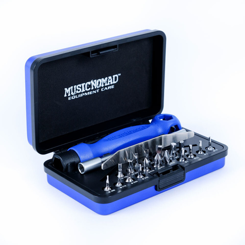 Music Nomad Premium Guitar Tech Screwdriver and Wrench Set with 18 Bits and 7 Sizes in Compact Aluminum Case