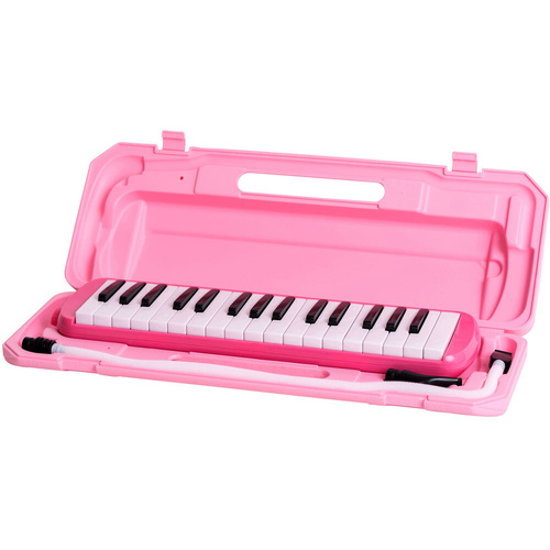 Maxtone 32-Key Pink Melodica with Carrying Case, Blowing Tube, and Mouthpiece