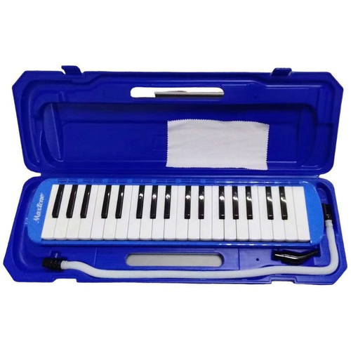 Maxtone 37-Key Melodica Blue with Carrying Case, Blowing Tube, and Mouthpiece