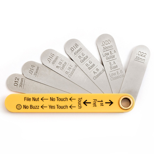 Music Nomad Precision Nut Height Gauge for Guitars with Laser Etched Sizes and Instructions