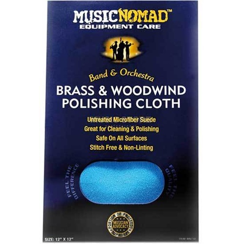 Music Nomad Brass & Woodwind Untreated Polishing Cloth - Microfiber, Lint-Free, Non-Hemmed Edge