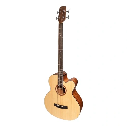 Martinez Natural Series Solid Spruce Top Acoustic-Electric Cutaway Bass Guitar MNBC-15S-SOP Open Pore Natural 4 Strings