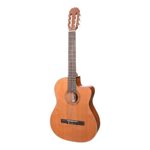 Martinez 'Natural Series' Cedar Top Acoustic-Electric Classical Cutaway Guitar (Open Pore)
