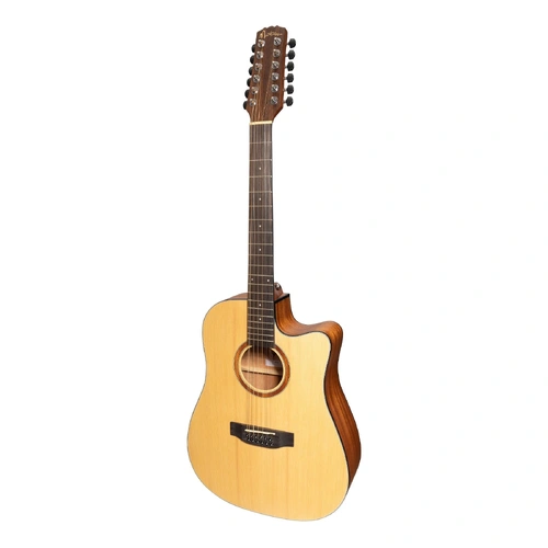 Martinez Natural Series Spruce Top 12-String Acoustic-Electric Dreadnought Cutaway Guitar MNDC-1512 Open Pore
