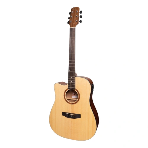 Martinez Natural Series Left Handed Acoustic-Electric Dreadnought Cutaway Guitar MNDC-15L Open Pore