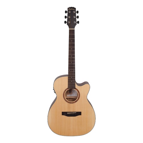 Martinez 'Natural Series' Spruce Top Acoustic-Electric Small Body Cutaway Guitar (Open Pore)