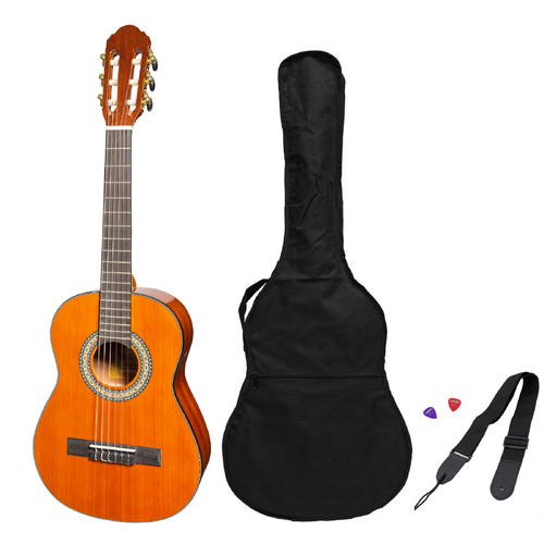 Martinez G-Series 1/2 Size Student Classical Guitar Pack with Built-In Tuner - Amber Gloss