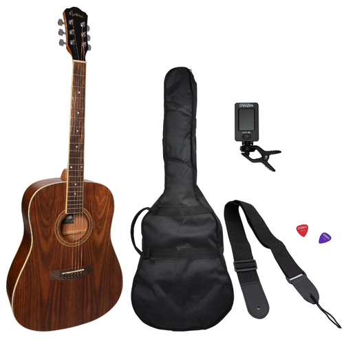 Martinez Left Hand '41 Series' Dreadnought Acoustic Guitar Pack with Gig Bag and Accessories